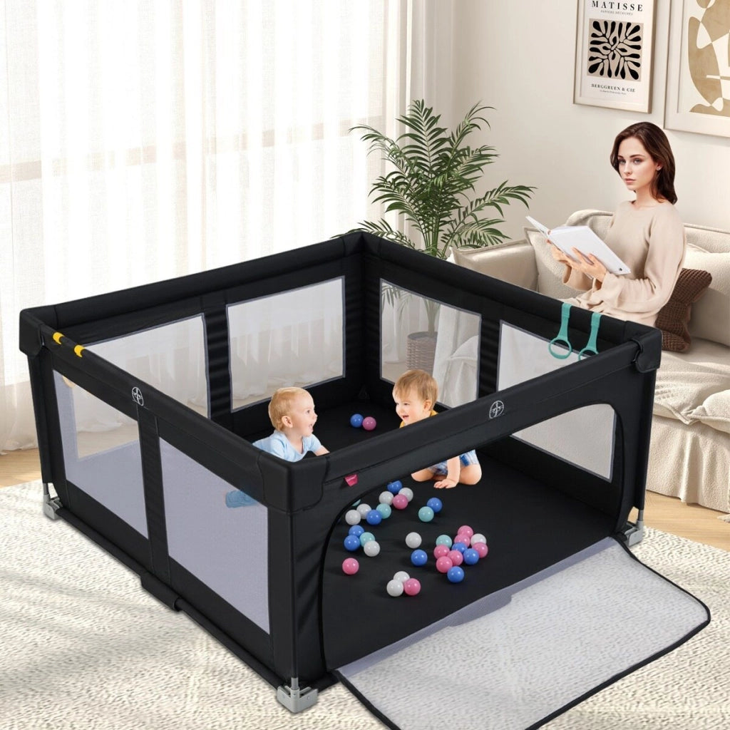 Box pieghevole per bambini e tappetini da gioco set 2 pz, Recinto per bambini e tappetino attivit¨¤ patchwork per bambini Blu