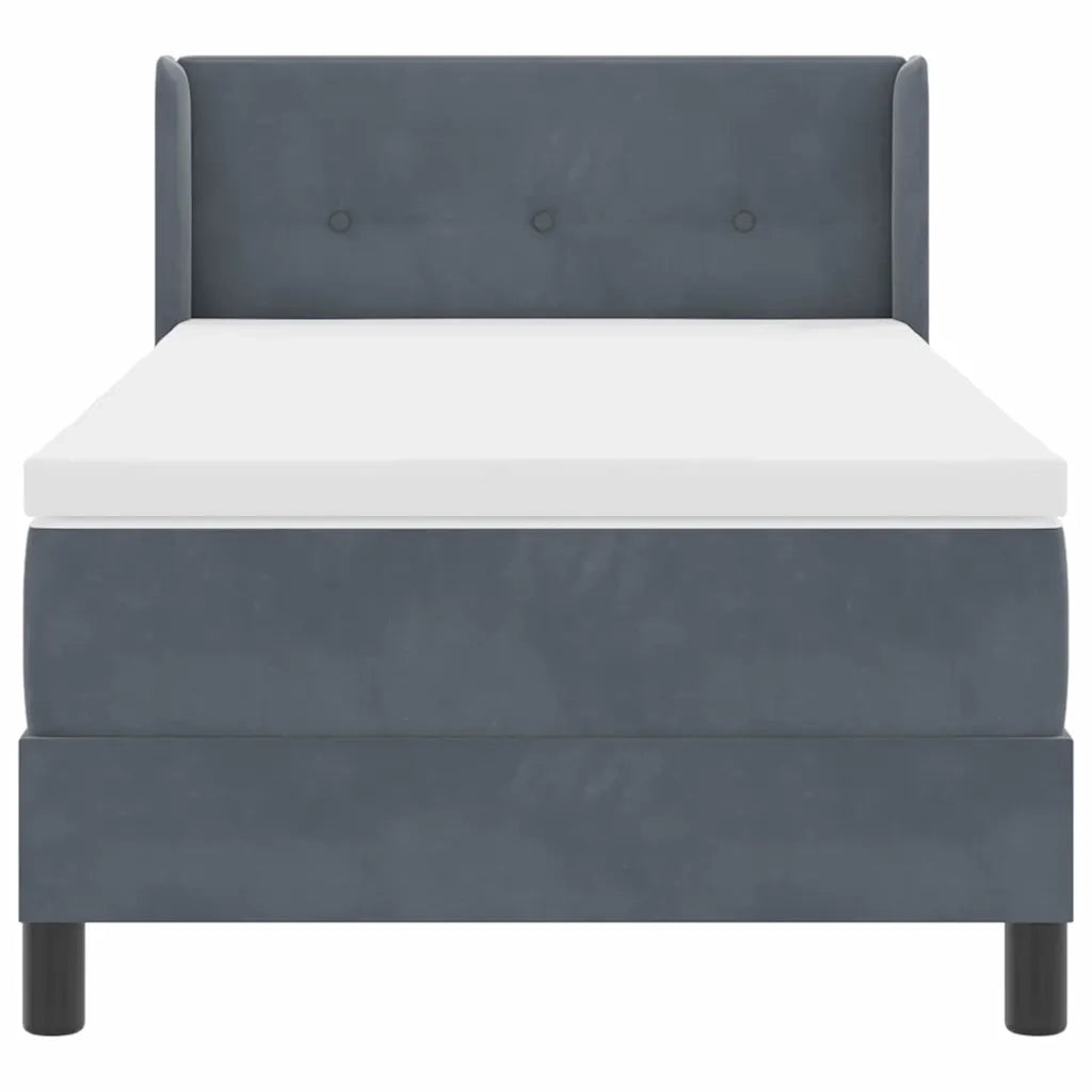 Letto a molle con materasso-Struttura Letto con Materasso Grigio scuro 200 x 90 cm Poliestere 122110