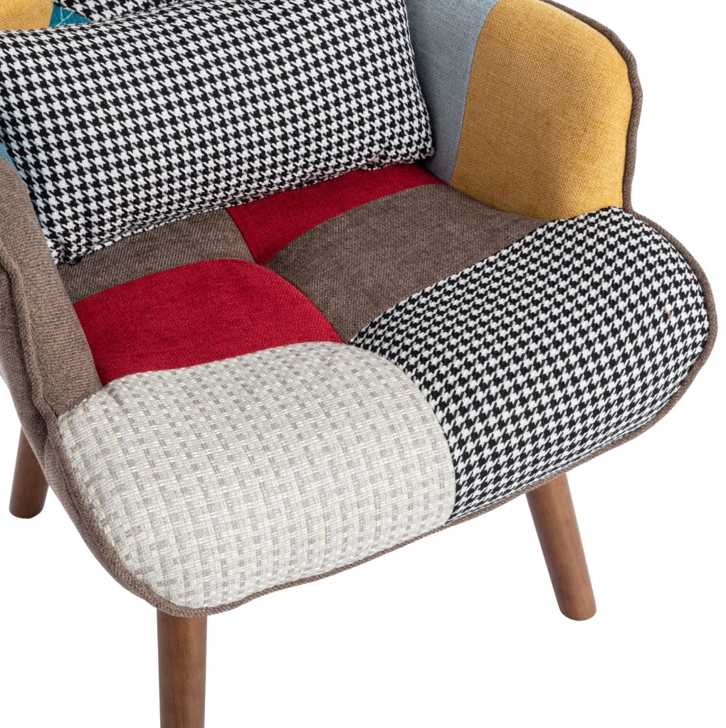 Poltrona con poggiapiedi 51x69x95,5 cm, gambe in legno, multicolore,