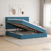Letto con contenitore e materasso Blu Scuro 180 x 200 cm 3459649