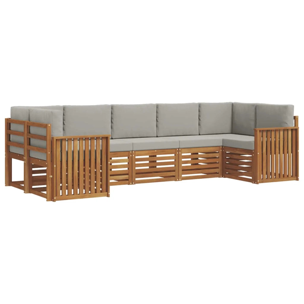 Set di divani da esterno 7 pz Naturale e Grigio Chiaro 3375406
