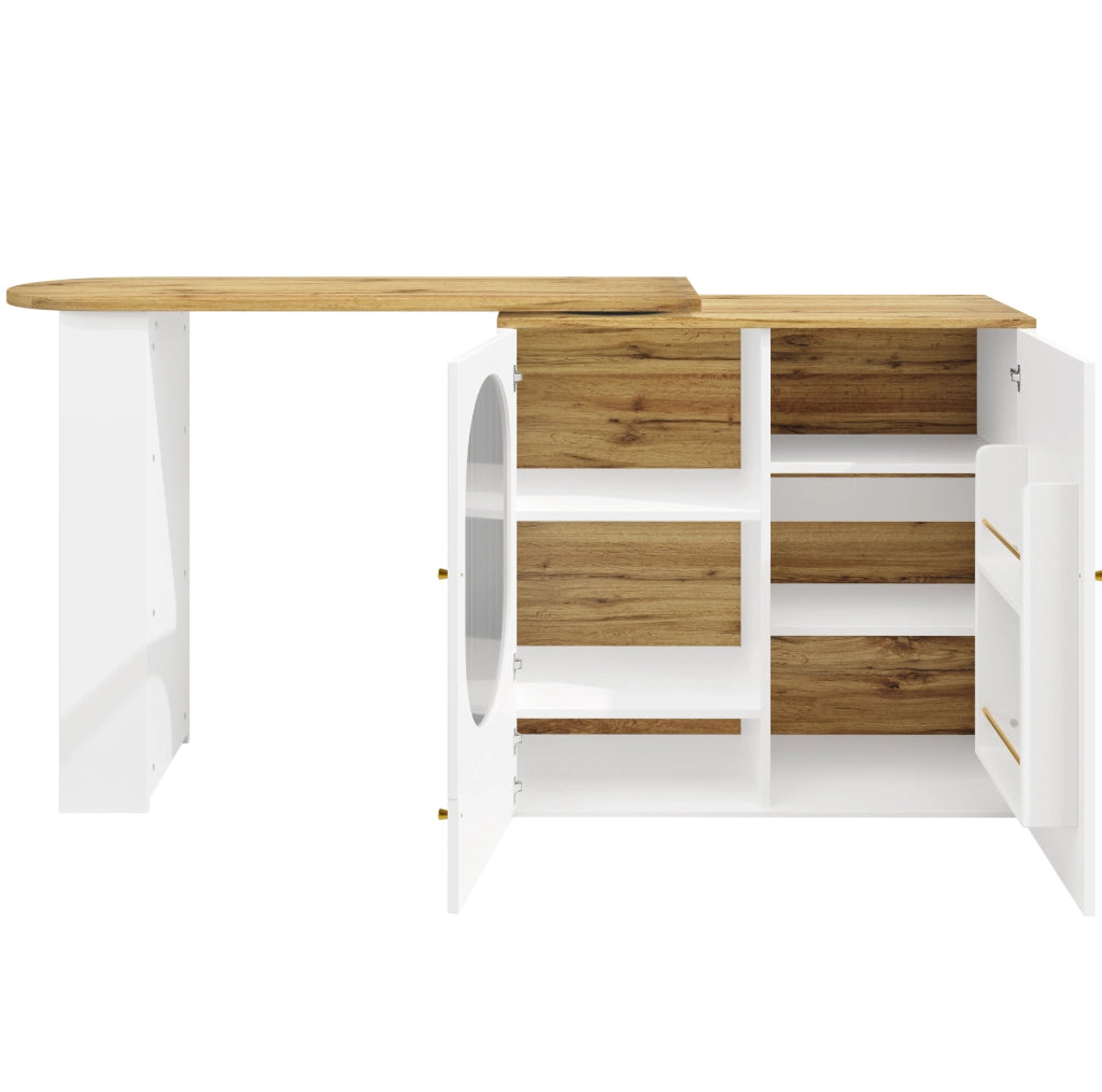 TAVOLO BAR Girevole 138x39x105 cm Bianco MDF e Metallo