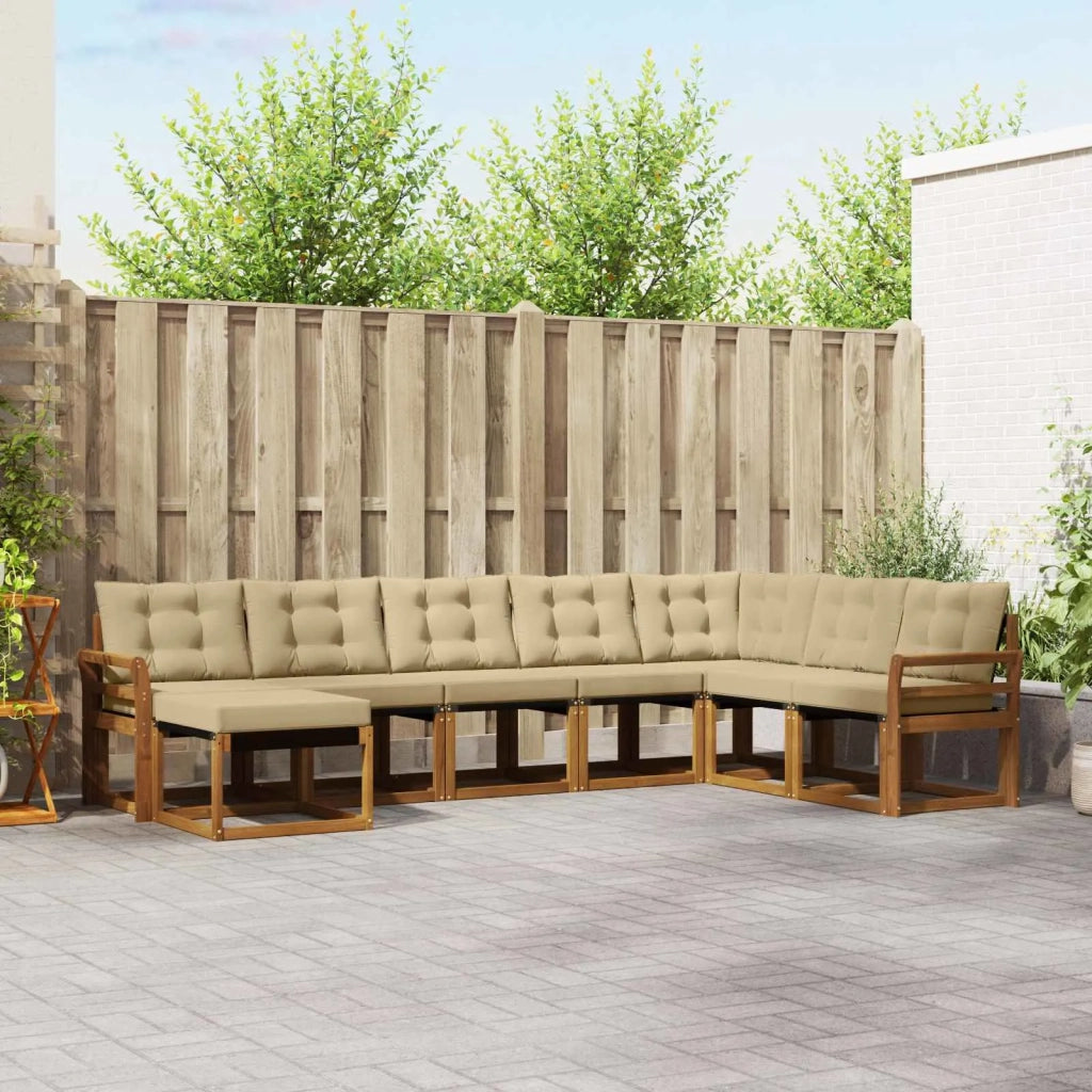 Set di divani da esterno con cuscino 8 pcs Naturale e Beige 3368956
