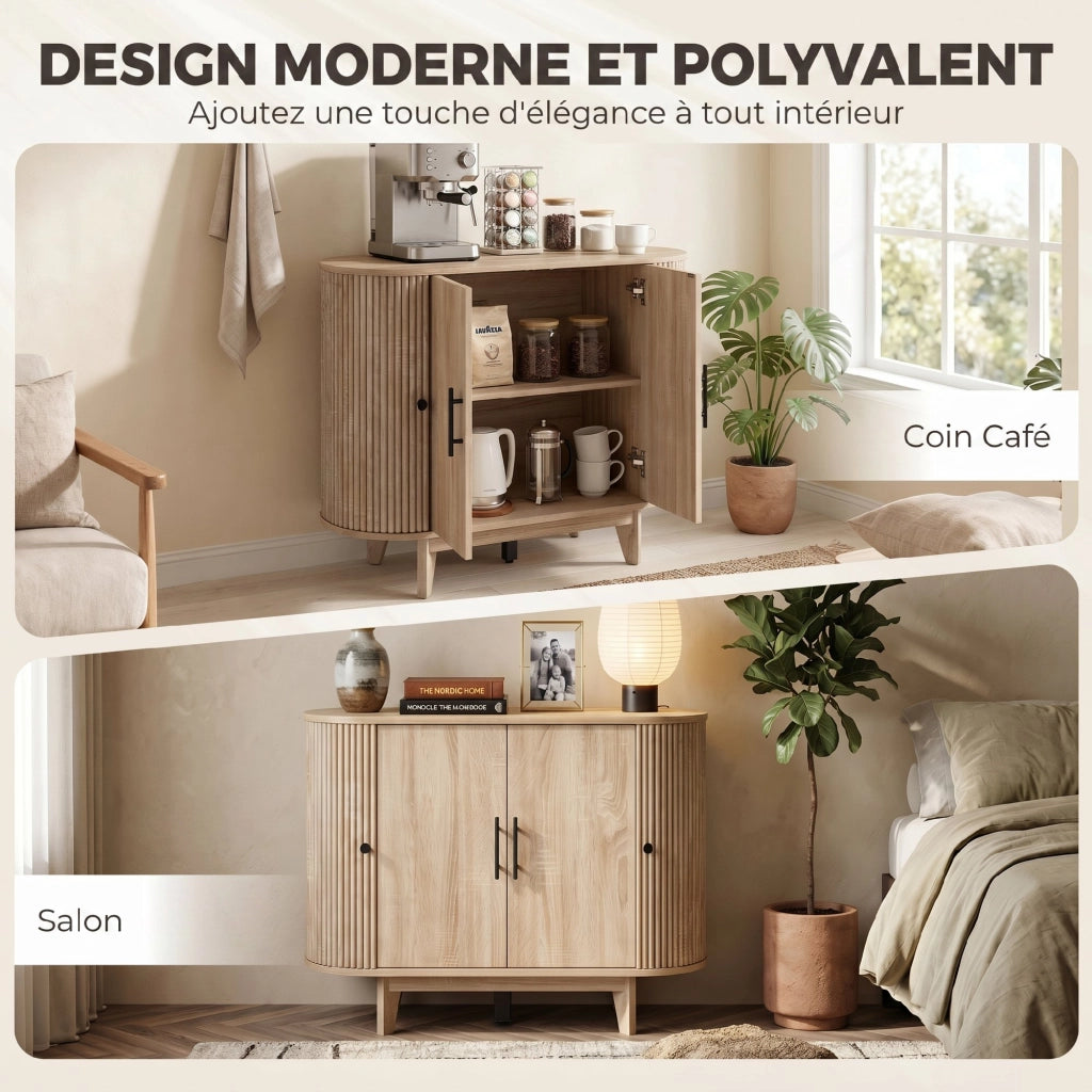 Buffet con 4 ante e ripiani regolabili ¨C Minimal ¨C Rovere 90x40x76