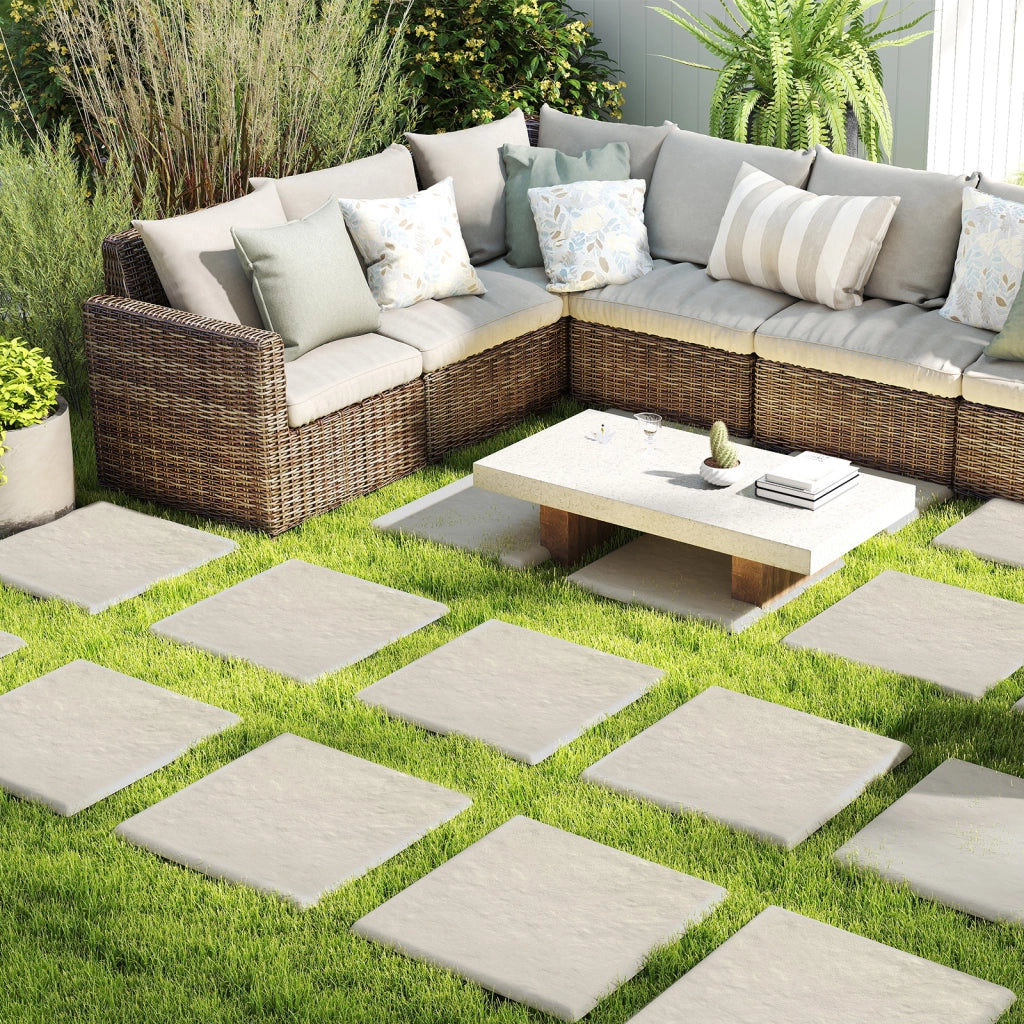 Set di 16 pietre da passo per giardino a tutte le condizioni meteorologiche per prato e giardino, Pietra da passo per giardino da passo Beige