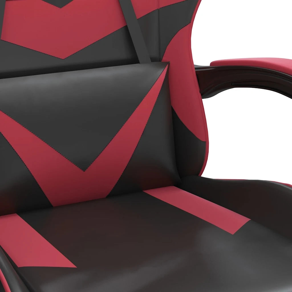 Sedia da Gaming con Poggiapiedi Nero e Rosso Vino in Similpelle 3143861