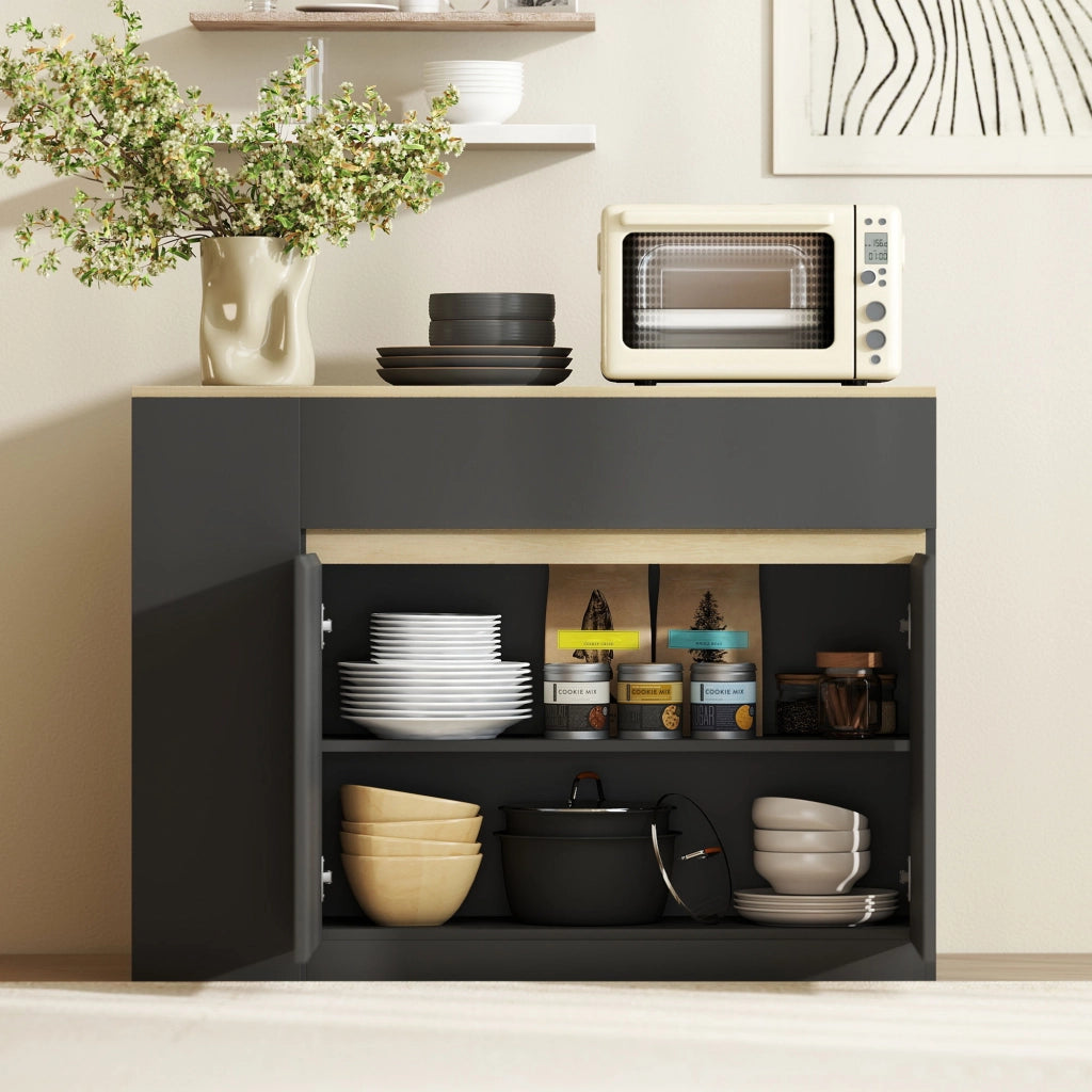 Mobile da cucina con 2 cassetti e 3 ripiani ¨C Xylo ¨C Nero 110x29,5x82 cm