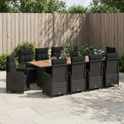 Set da pranzo per esterni 11 pz Nero polyrattan 3422372