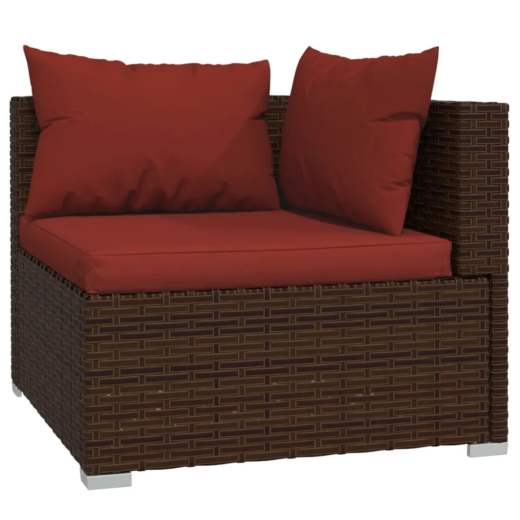 Divano a 3 Posti con Cuscini in Polyrattan Marrone 317544