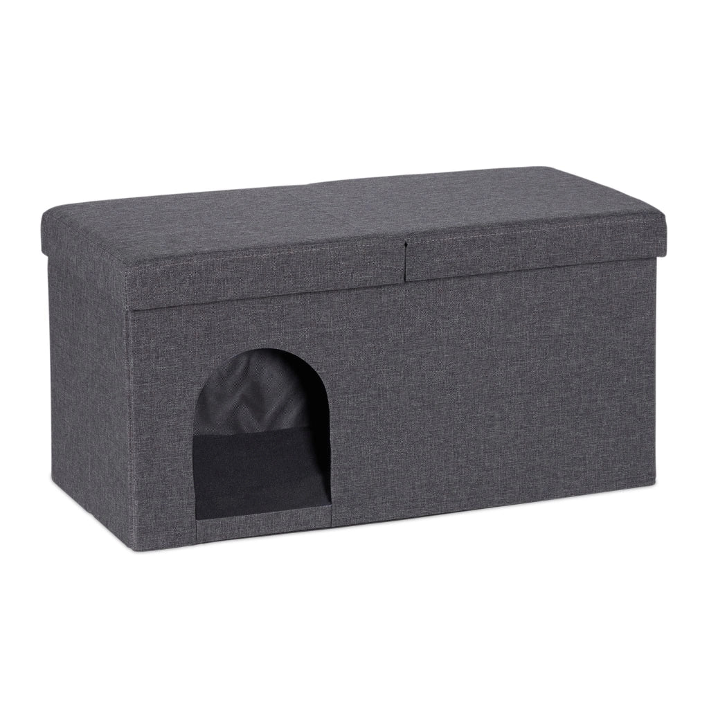 Panca pieghevole moderna per animali domestici con grotta integrata 95 x 45 x 40 cm in legno grigio 13_0010880