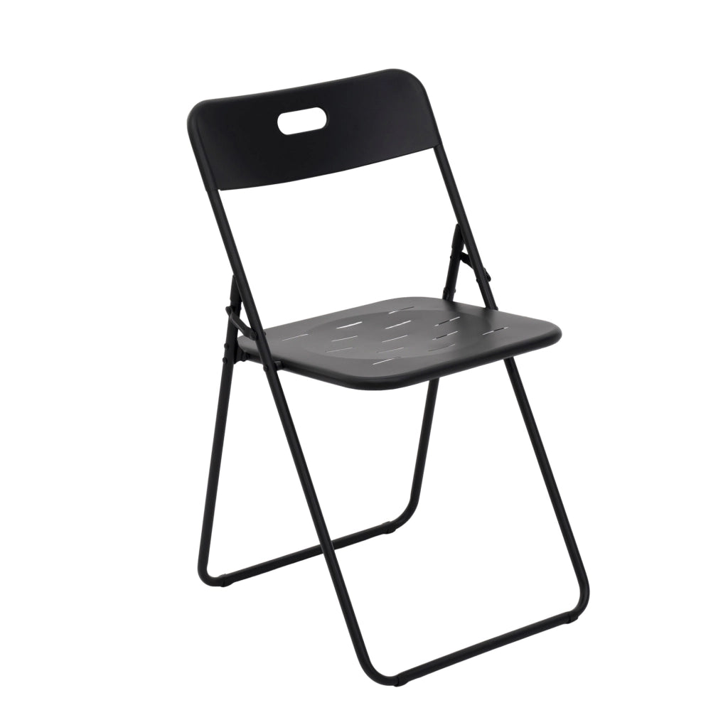 Set da giardino pieghevole in acciaio nero, 3 pezzi
