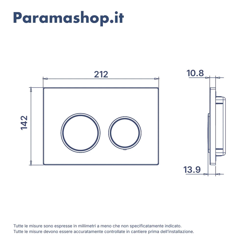 Placca di scarico doppio tasto in ABS nero opaco e cromato