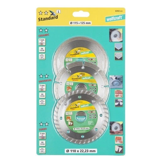 Wolfcraft Set di dischi da taglio diamantati in 3 pezzi ø110mm - 8392000