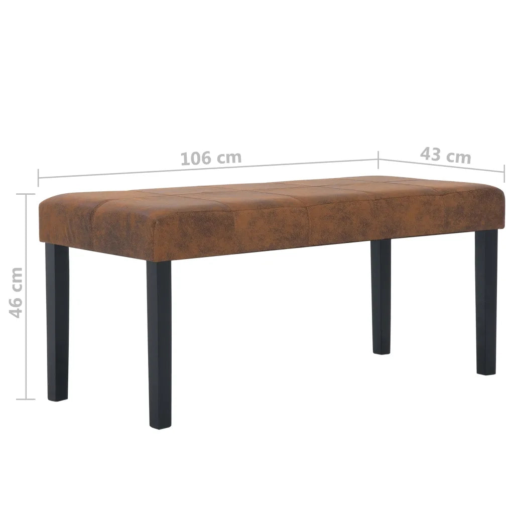 Panca-Sgabello 106 cm Marrone in Pelle Scamosciata Artificiale
