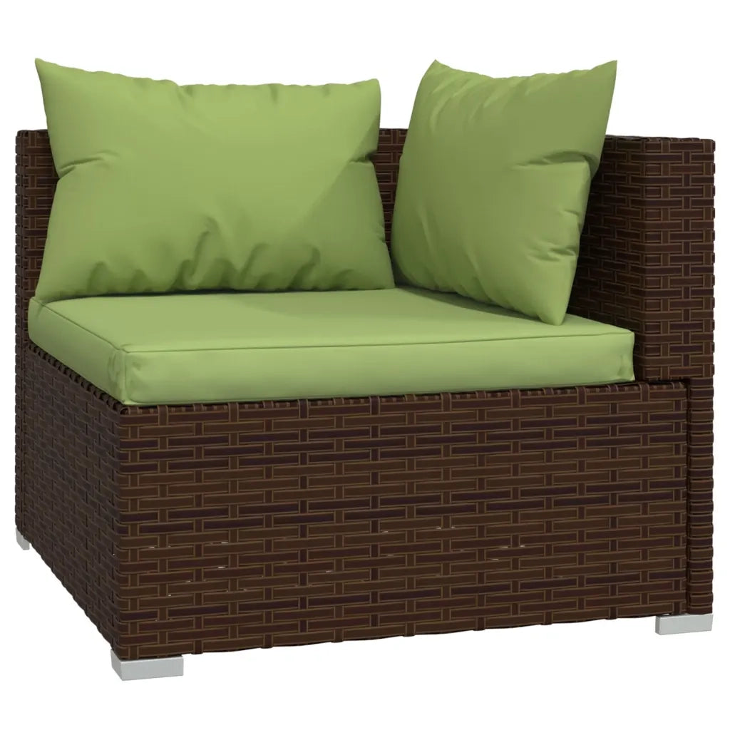 Set Divani da Giardino 8 pz con Cuscini in Polyrattan Marrone 3101964