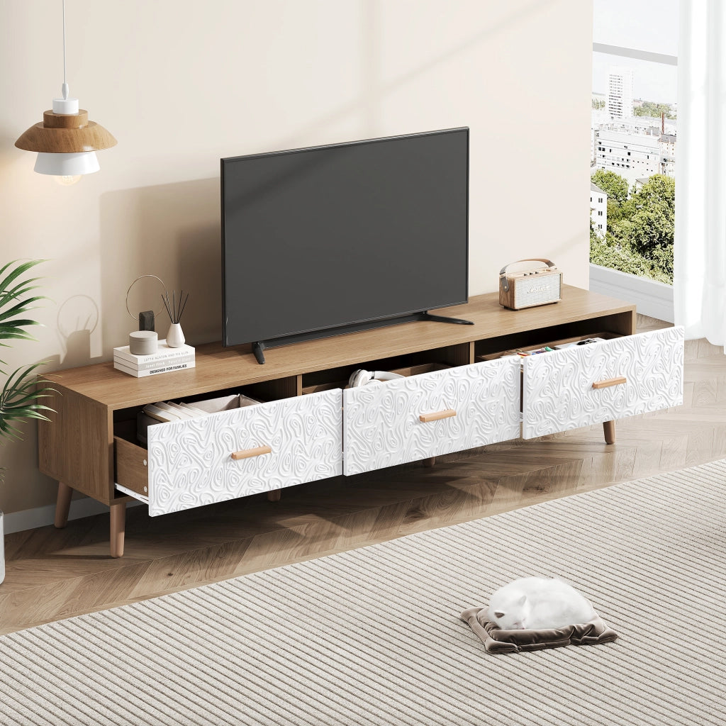 Mobile porta TV vintage bianco e legno 150 cm