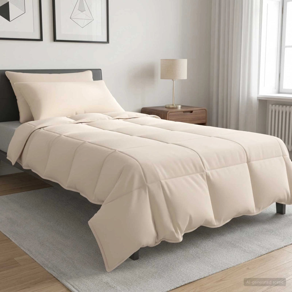 Set di Piumoni 2 pz 155 x 220 cm Tutte le stagioni Beige 3431904