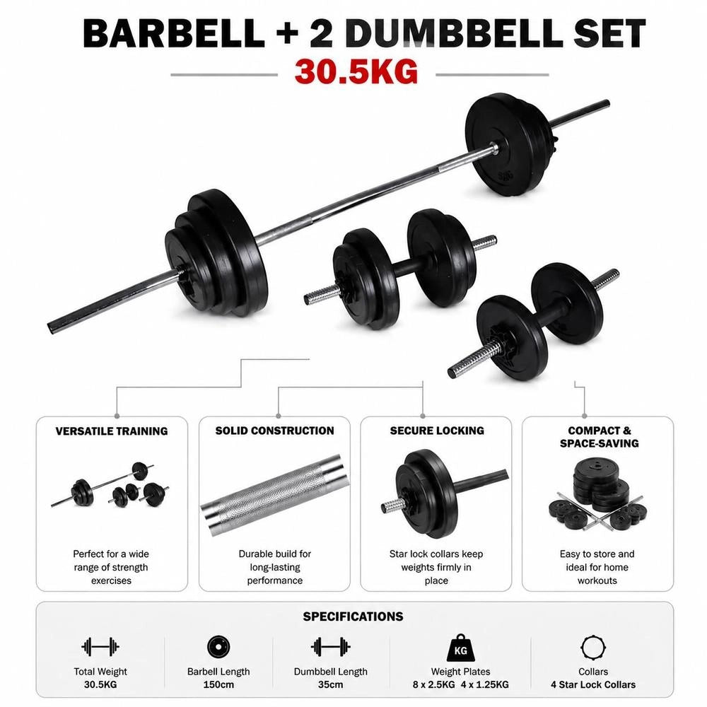 Barbell 2 Dumbbell Sets 30.5kg