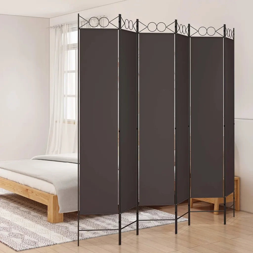 Divisorio a 6 Pannelli Marrone 240x220 cm in Tessuto 350175