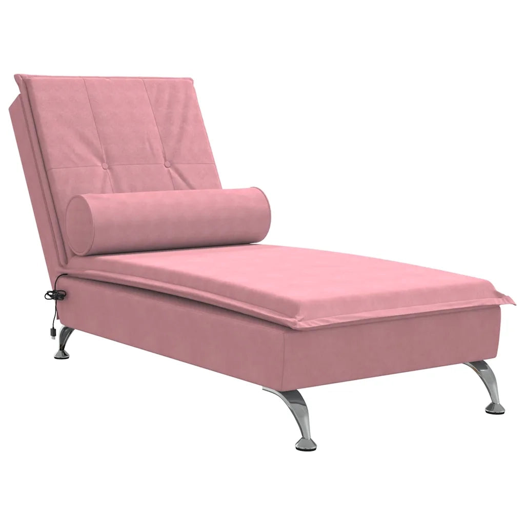Chaise Longue Massaggi con Cuscino Rosa in Velluto 379453