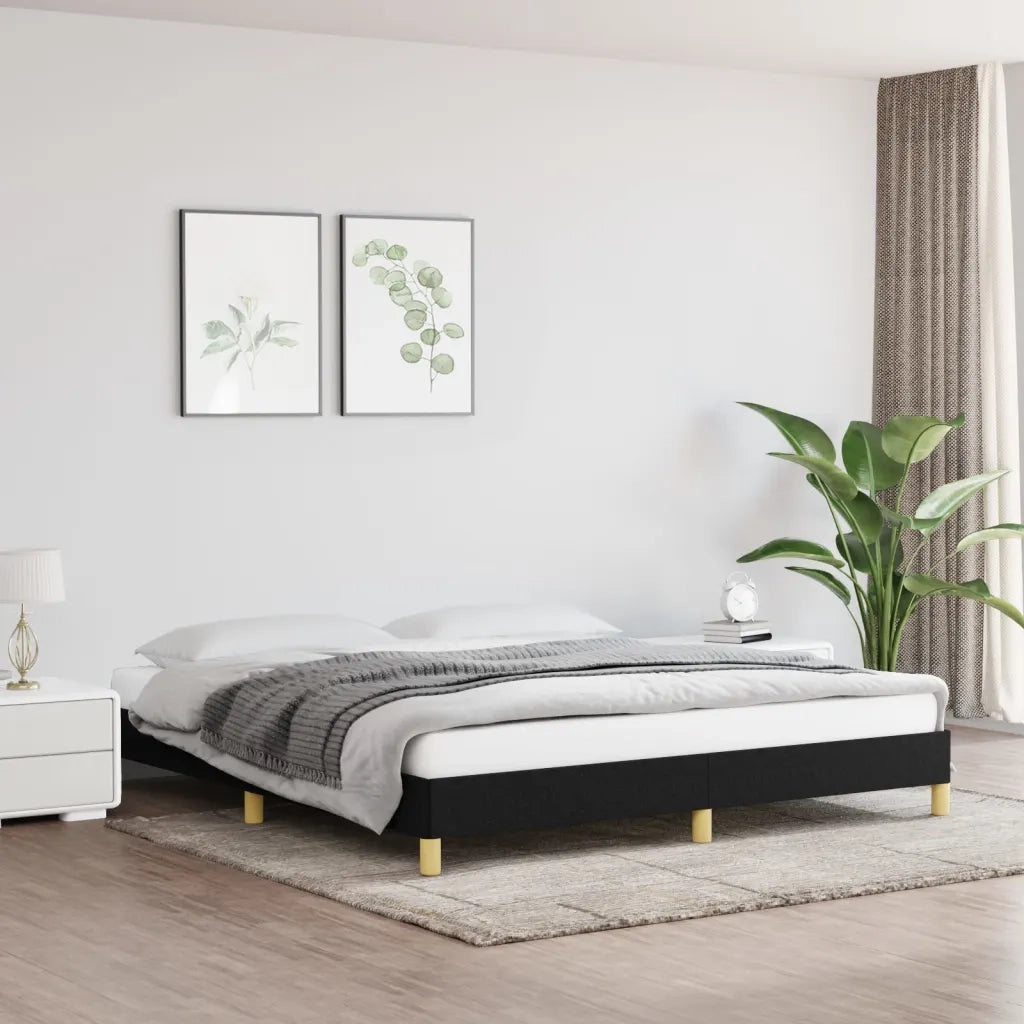 Letto matrimoniale | Letto per adulti | Giroletto senza Materasso Nero 180x200 cm in Tessuto