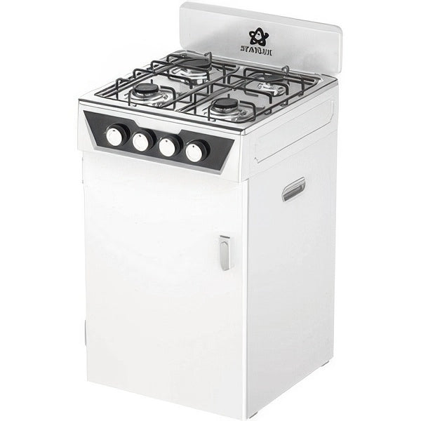 Fornello a Gas 4 Fuochi 48,5 x 45 x 65 cm Bianco in Metallo con Vano Portabombola Staylux M-Poker