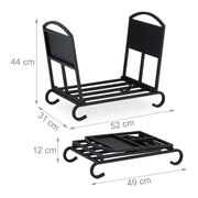 Pratico cesto portalegna pieghevole per camino 45 x 35 x 30 cm in metallo nero opaco 13_0014711