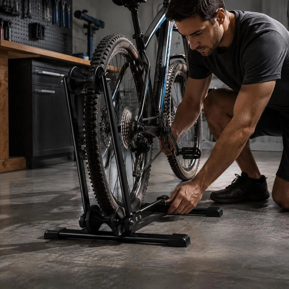 Bicycle Stand, 2-pack, Foldable, Compatible With Mountain Bikes & Bicycles 508–736.6 Mm In Diameter, Carbon Steel Parking Stand, Ideal For Small Spaces, Entryways, Garages