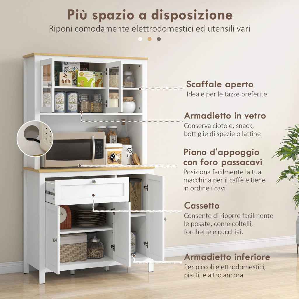 Mobile Cucina con Cassetti e Ripiani ¨C Xylo ¨C Legno Bianco 100x40x180 cm