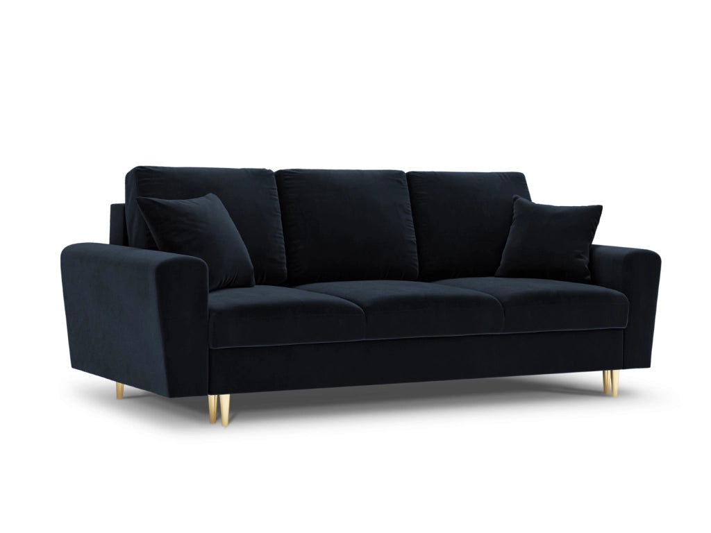 Cosmopolitan Design - Divano convertibile con contenitore "Kyoto" 3 posti in velluto blu scuro 