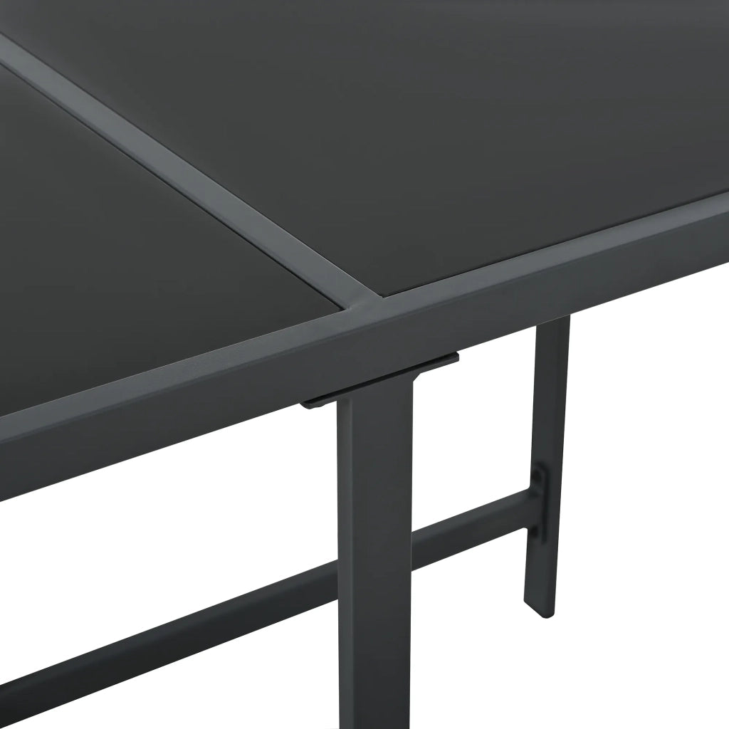 Set pranzo esterno 7 pezzi per 6 persone, tavolo in vetro temperato con braccioli in plastica e legno, ideale per giardino e terrazza