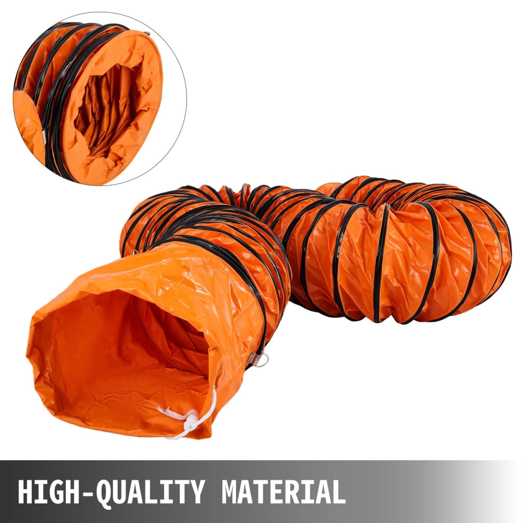 Tubo Flessibile di Ventilazione in PVC Arancione 9,8 m Diametro 12 Pollici Robusto con Corde Regolabili e Anelli a D