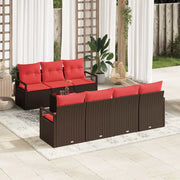 Set Divano da Giardino 8 pcs Beige e Rosso polyrattan 3354963