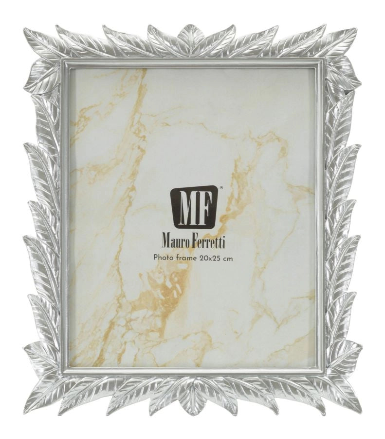 Cornice Leavy Silver 27x2x32,3 cm in Resina e Vetro Argento