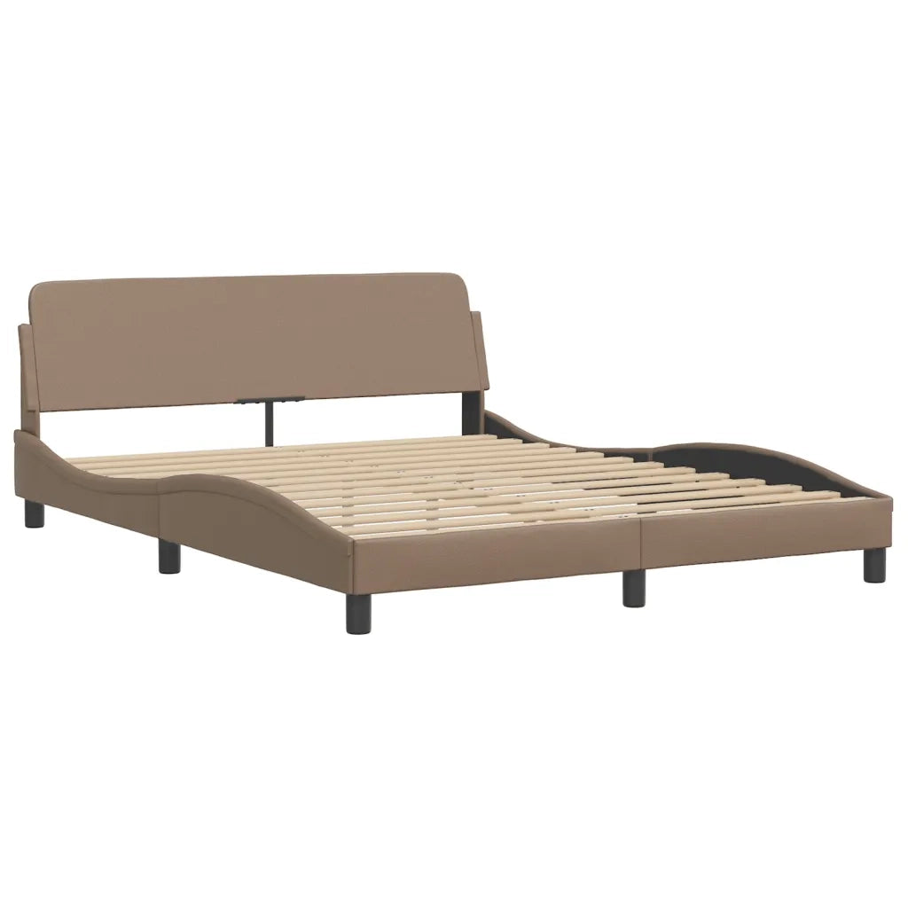 Letto Viana con Materasso Cappuccino 160x200cm Similpelle 3208807