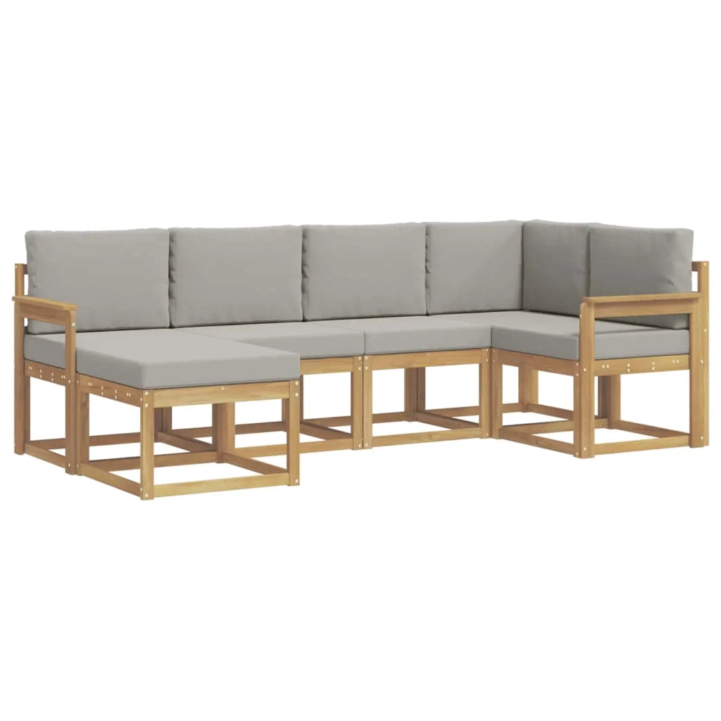 Set di divani da esterno 6 pz Bianco e Grigio Chiaro 3387865