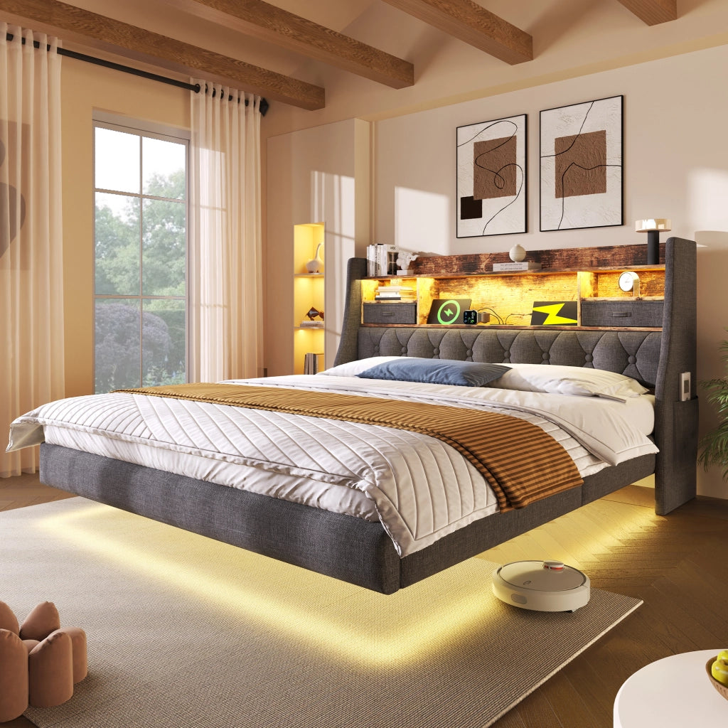 letto imbottito lino grigio 140 x 200 cm