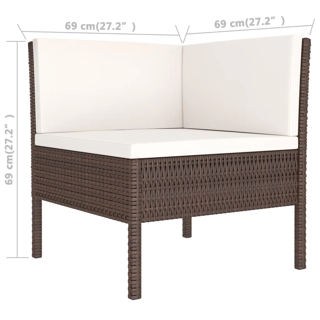 Set Divani da Giardino 6 pz | Set Salotto da Giardino con Cuscini in Polyrattan Marrone