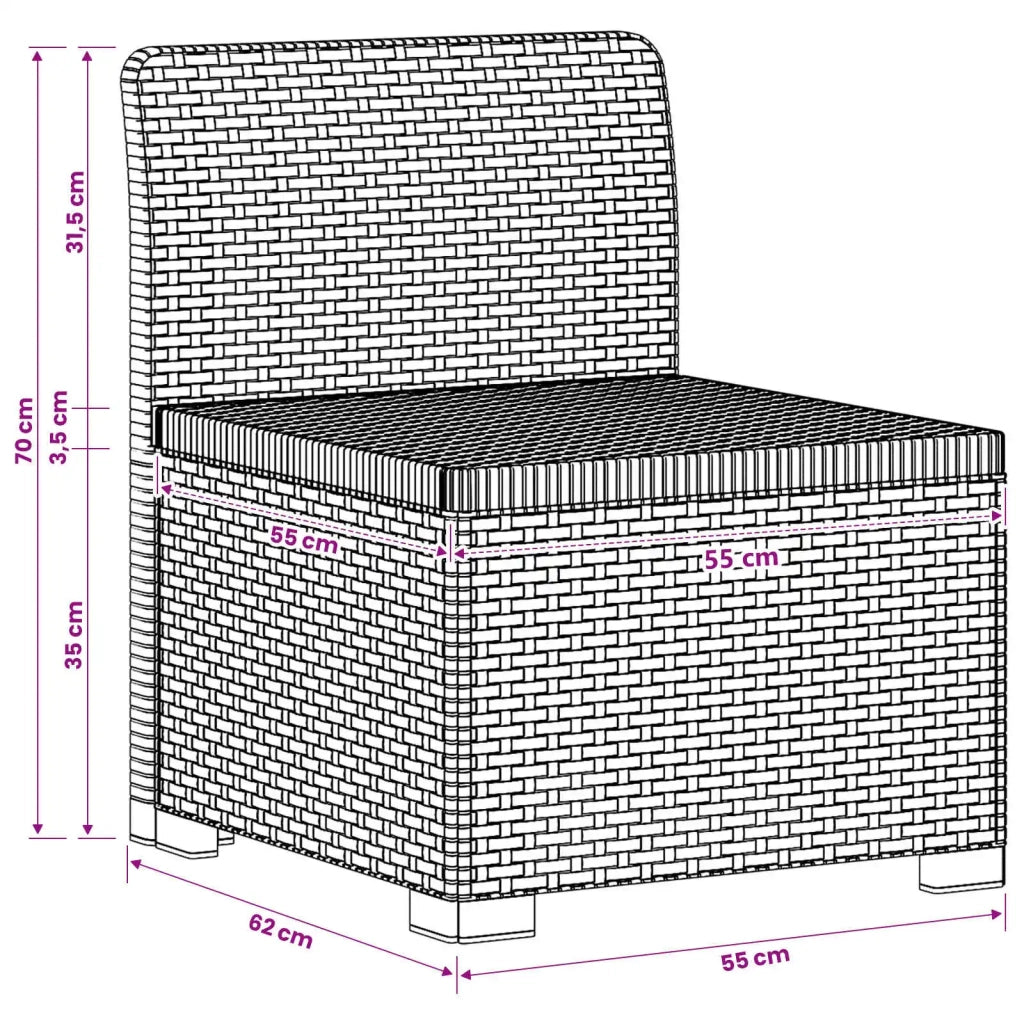 Divano da giardino 3 posti con cuscini in look rattan 3 posto 8011964