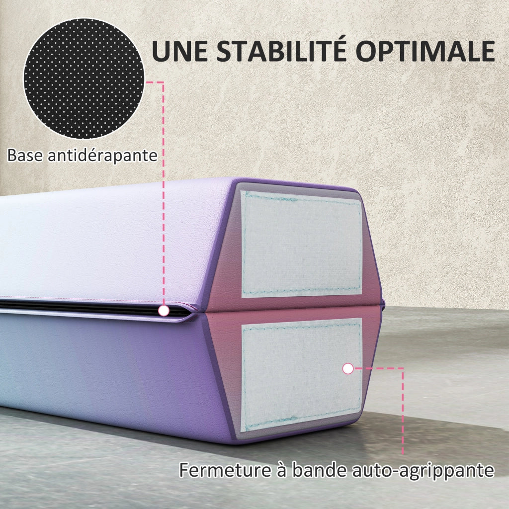 Poutre Gymnastique Pliable 236 cm en Tissu Oxford Multicolore