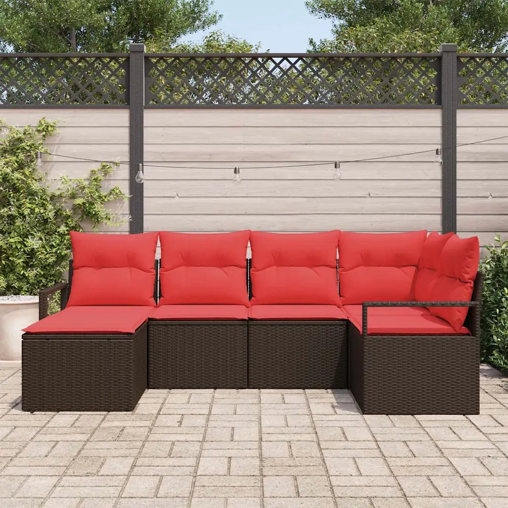 Set di divani con cuscino 6 pcs Marrone polyrattan 3346454