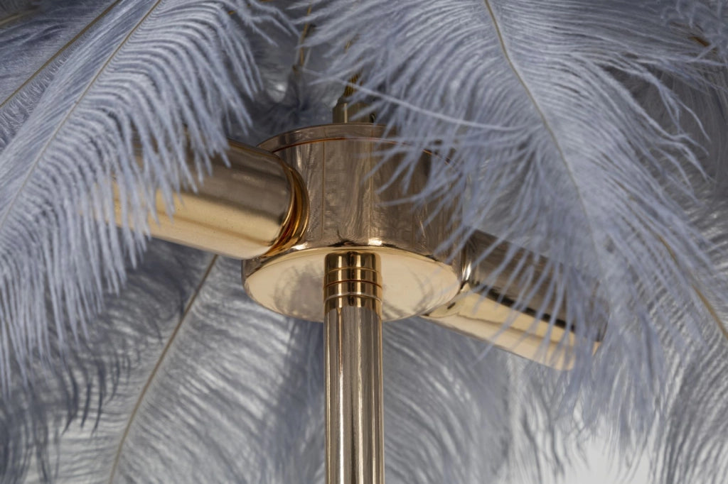 Lampada da Tavolo Palm Grigia Ø40x55 cm in Ferro e Plastica Oro e Grigio