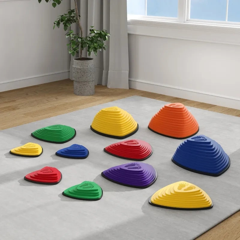 Set 11 gradini antiscivolo, impilabili, per interni ed esterni, multicolore