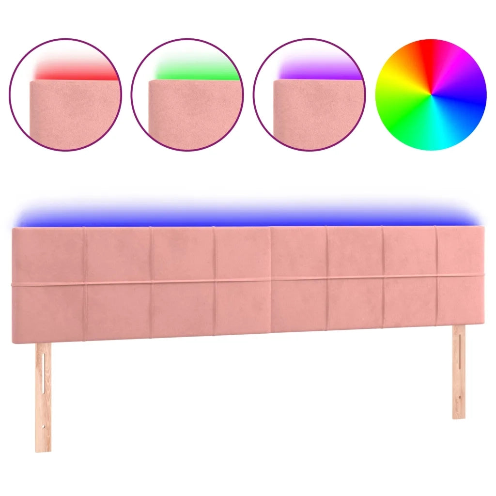 Testiera a LED-Testata con LED Rosa 160x5x78/88 cm in Velluto 736689