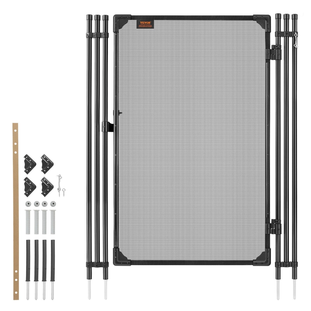 Cancello per Recinzione da Piscina 1,2 x 0,75 m, Porta di Sicurezza in Alluminio e Rete Teslin 352 g/m² per Giardino, Robusto e Resistente, Nero