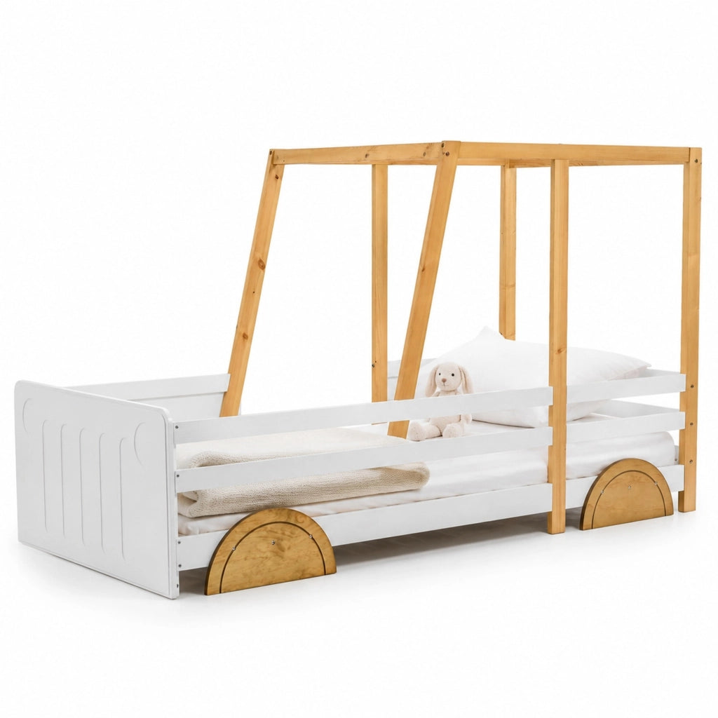 Letto auto per bambini 90x200 cm con struttura robusta e design creativo