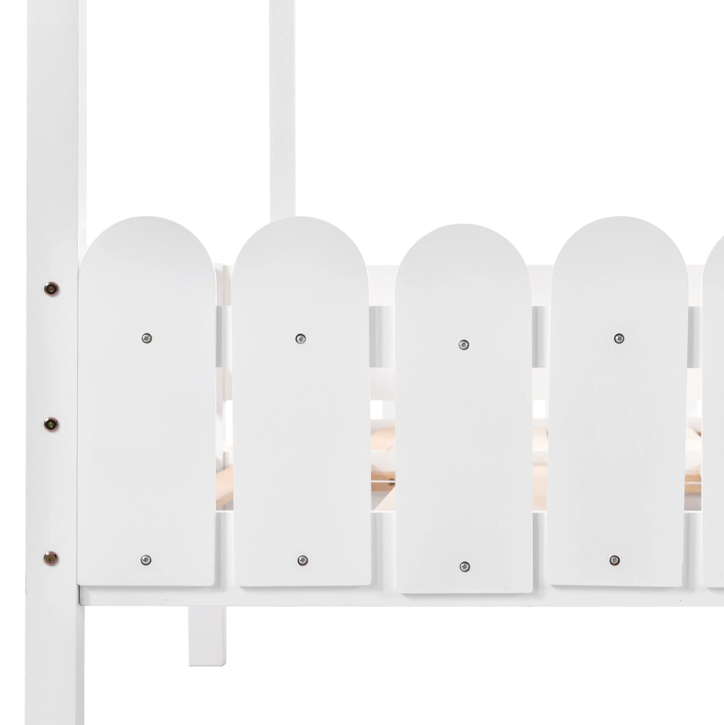Letto a casetta doppio 200x90 cm bianco con 2 cassetti MDF