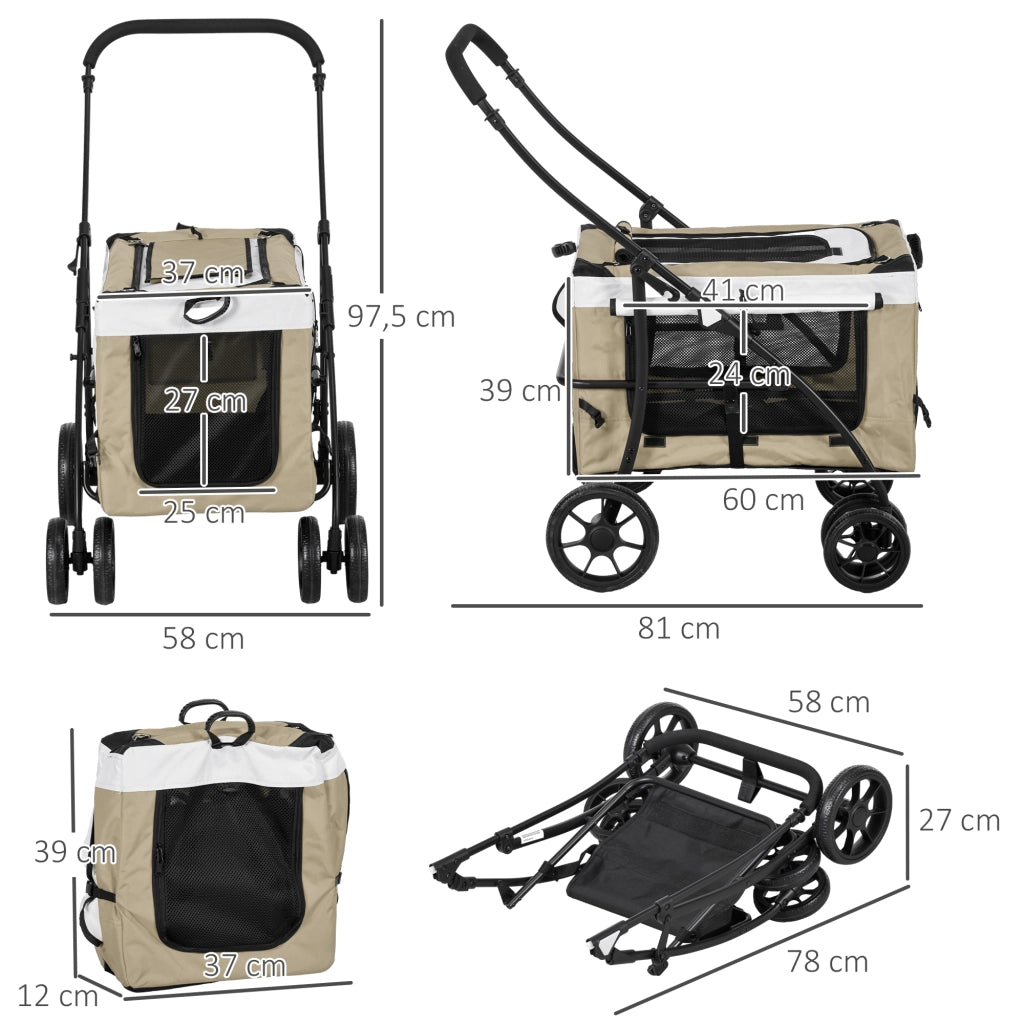 Casetta per Cani Pieghevole con Ripiano e Cuscino ¨C zephmum ¨C Caqui