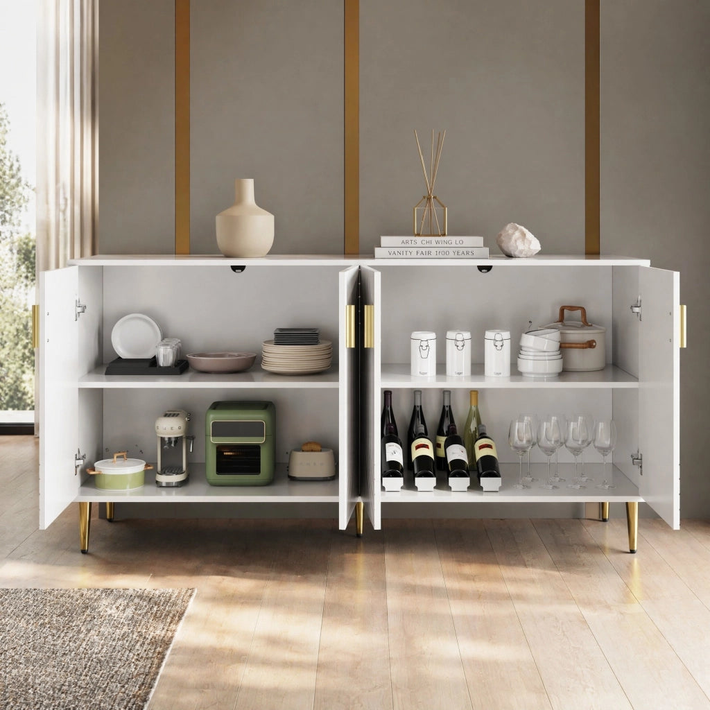 Credenza moderna bianca in MDF 152x40x75 cm
