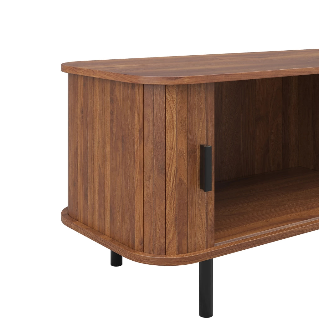 TAVOLINO DA CAFFÈ 110x40x55 cm Noce con anta scorrevole e vano aperto